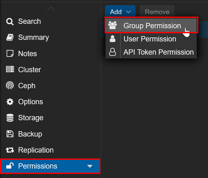 Proxmox add group permissions